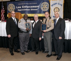 From left to right: LCSO Chief Deputy Joe Crow, Deputy Todd Moye, Ga. State Attorney General Sam Olens, Officer Derrick Keene and VPD Chief Frank Simmons. 